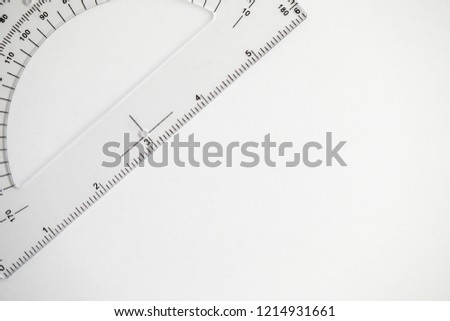 Protractor for math, drawing, and angles on a white background