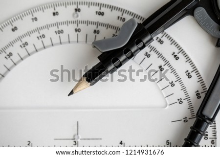 Compass and protractor for math and engineers or architects