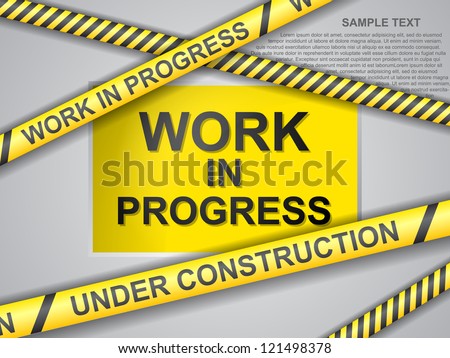 under construction background with yellow ribbons