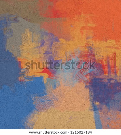 2d illustration. Contemporary art. Hand made art. Colorful texture. Modern artwork. Strokes of fat paint. Brushstrokes. Abstract painting on canvas. Artistic background image art.