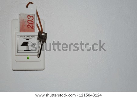 Key Card, Magnetic Card for turn on the room electrical system. Economical and safe concept