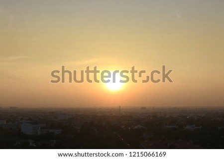 Scenic View Of Landscape of sunrise from city, Bangkok, Thailand