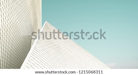 Close up of a geometric structure roof fragments . Abstract architecture background . Royalty-Free Stock Photo #1215068311
