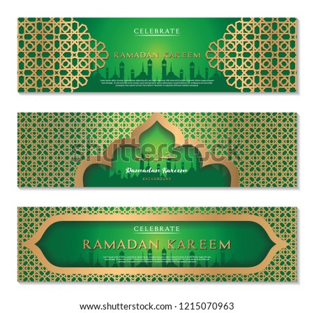 set of ramadan banner template. eid al-fitr background.