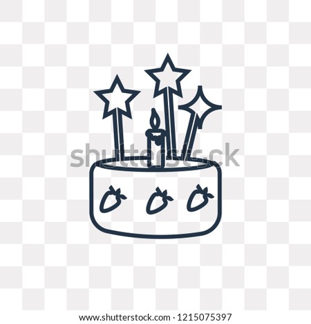 Cake with Three Candles vector outline icon isolated on transparent background, high quality linear Cake with Three Candles transparency concept can be used web and mobile
