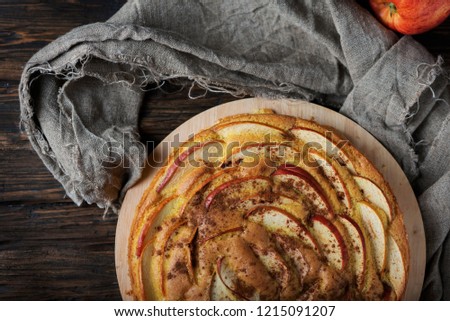 Rustic homemade cake with apple and cinnamon