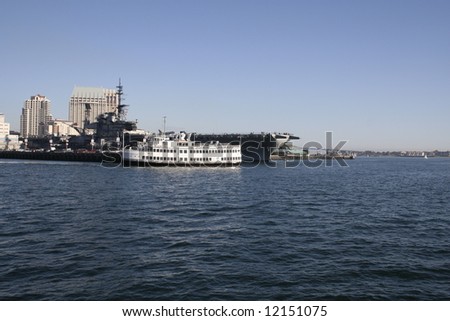 Cruise Ship close to Aircraft Carrier, San Diego