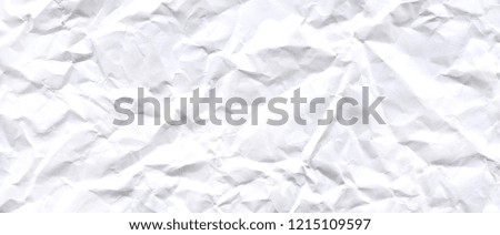 Wrinkled paper background. Close up crumpled white paper texture. Panoramic banner background