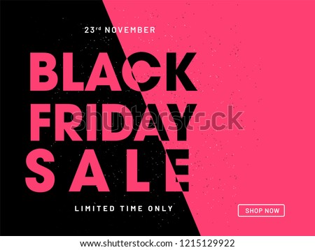Website poster design for Black Friday Sale. Advertising, promotional banner in black and pink color.