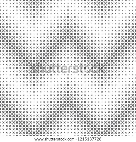 Vector seamless pattern. Abstract halftone background. Modern stylish texture. Repeating zigzag shapes with stars of the different size. Gradation from bigger to smaller
