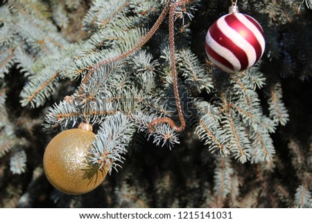 Christmas tree with toys close-up