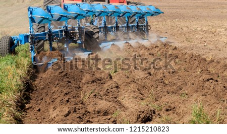 steel plow for plowing the field before sowing agricultural vegetation, close up