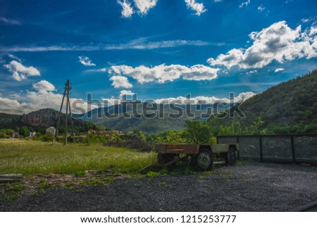 Old trailer on the mountainside