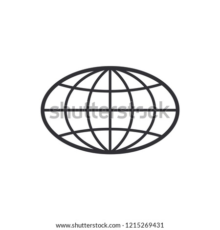Globe Icon. World symbol. Oval globe. Icon world. Globe symbol. Earth sign. Logo template. Color easy to edit. Transparent background.
