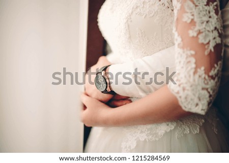 Young white bride hands fashion