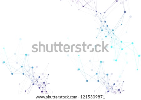 Geometric abstract background with connected line and dots. Network and connection background for your presentation. Graphic polygonal background. Scientific vector illustration Royalty-Free Stock Photo #1215309871