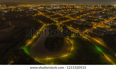 parque atuba de curitiba in brazil, one of the most beautiful parks of the city photographer at dusk

