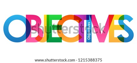 OBJECTIVES rainbow letters banner Royalty-Free Stock Photo #1215388375