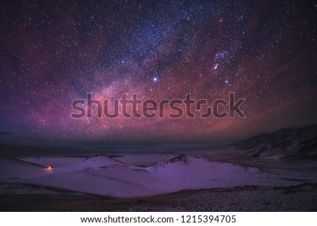 Winter Night Landscape with Air Glow 