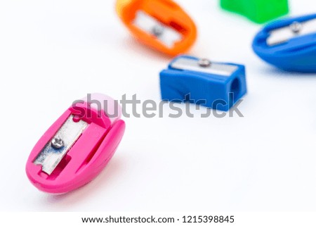 different colors sharpener isolated on white background