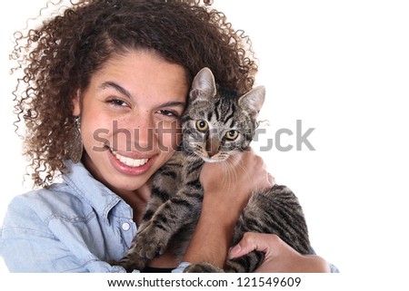 Beautiful woman with a cat