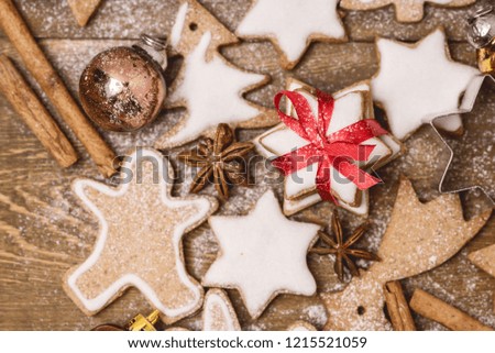 Christmas Homemade Gingerbread Cookies on Wooden Background Christmas Background Christmas Sweet Food Gingerbread Man Horizontal