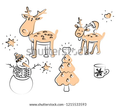 Christmas coloring elements in vector