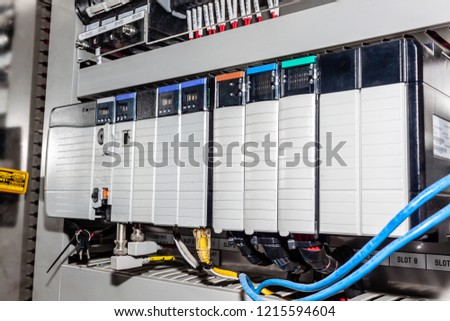 PLC Programmable logic controller box. or SCADA : Supervisory Control and Data Acquisition. Royalty-Free Stock Photo #1215594604