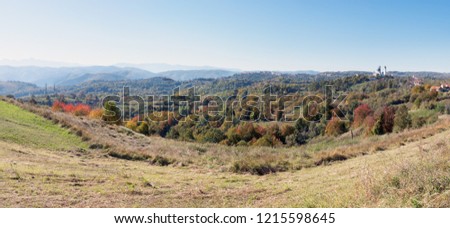 Panoramic view over Ghelari town in Hunedoara, autumn in Romania