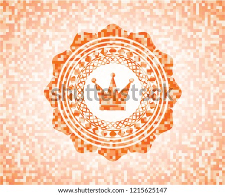 crown icon inside orange mosaic emblem