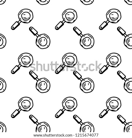 Seamless pattern hand drawn pan. Doodle black sketch. Sign symbol. Decoration element. Isolated on white background. Flat design. Vector illustration.