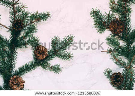 Christmas Background - Branches And Christmas toys