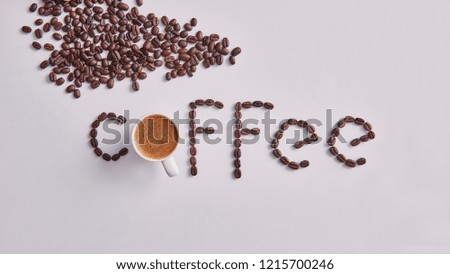 Coffee writing with coffee bean white background and isolated.
