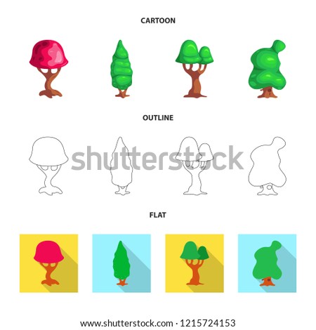 Vector design of tree and nature icon. Collection of tree and crown stock vector illustration.
