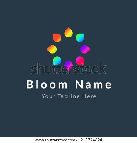 Flower logotype, symbol, corporate design elements. Modern colored icon, abstract logo