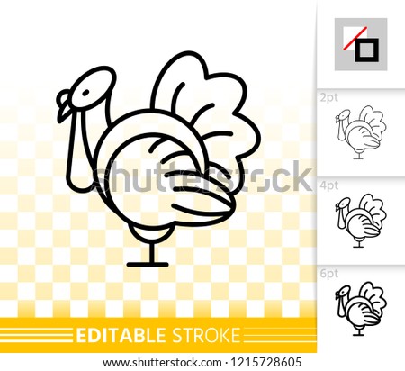 Live Turkey thin line icon. Outline web sign of thanksgiving day. Poultry linear pictogram with different stroke width. Simple vector transparent symbol. Turkeycock editable stroke icon without fill