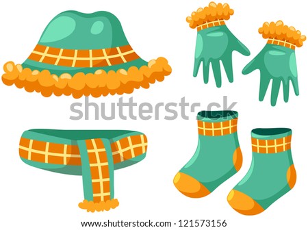 illustration of isolated set of accessories winter
