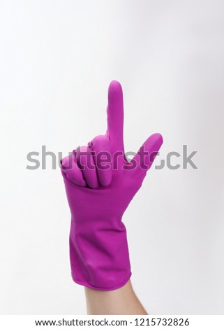 Rubber gloves for cleaning the house on a white background
