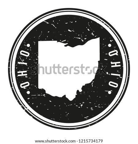 Ohio Map Symbol Round Design Stamp Travel and Business