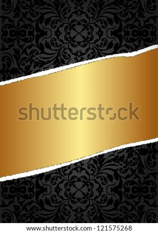 black and gold background with ornaments