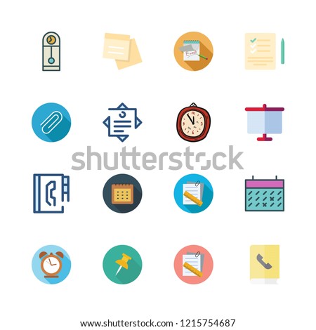 reminder icon set. vector set about note, clock, calendar and agenda icons set.