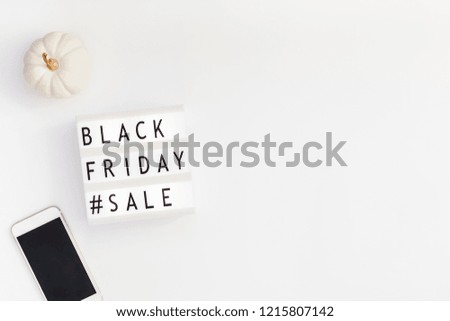 Creative Top view flat lay promotion composition Black friday sale text on lightbox white background copy space Template Black friday sale mockup fall thanksgiving promotion advertising