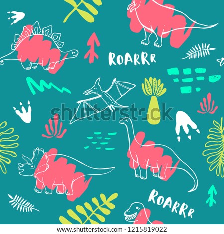 Seamless pattern with cute dinosaurs for children textile , wallpaper , posters and other design