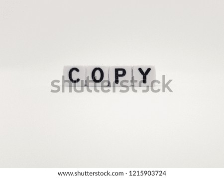 Copy word built with white cubes and black letters on white background