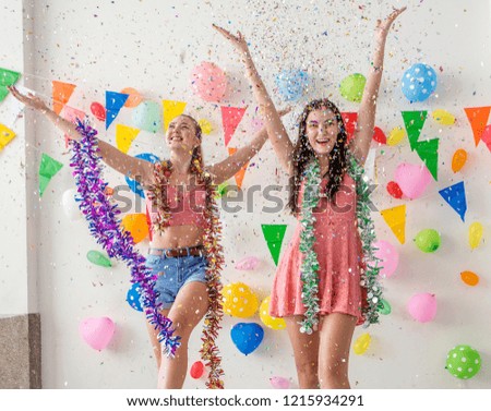Party, holidays, celebration concept - Happy friends dancing celebrating new year, birthday , having fun. 