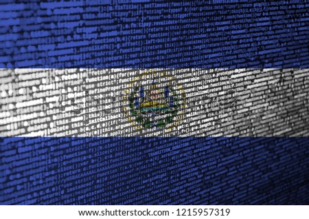 El Salvador flag  is depicted on the screen with the program code. The concept of modern technology and site development