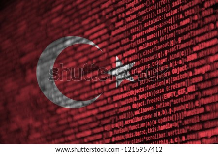 Turkey flag  is depicted on the screen with the program code. The concept of modern technology and site development