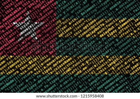 Togo flag  is depicted on the screen with the program code. The concept of modern technology and site development