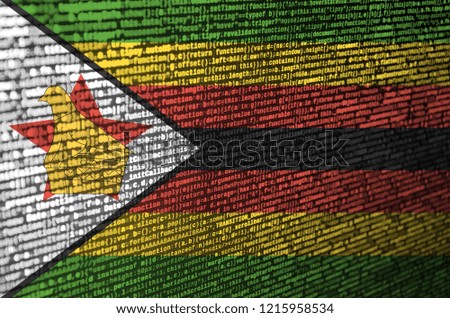 Zimbabwe flag  is depicted on the screen with the program code. The concept of modern technology and site development