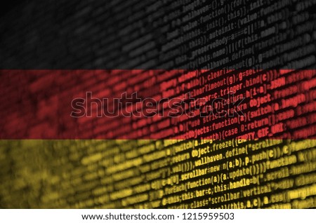 Germany flag  is depicted on the screen with the program code. The concept of modern technology and site development